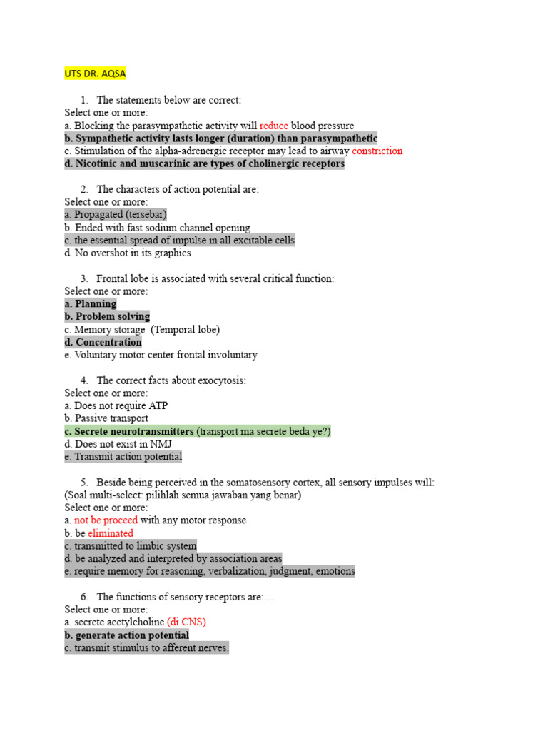 Neurophysiology Exam Questions and Answers | PDF