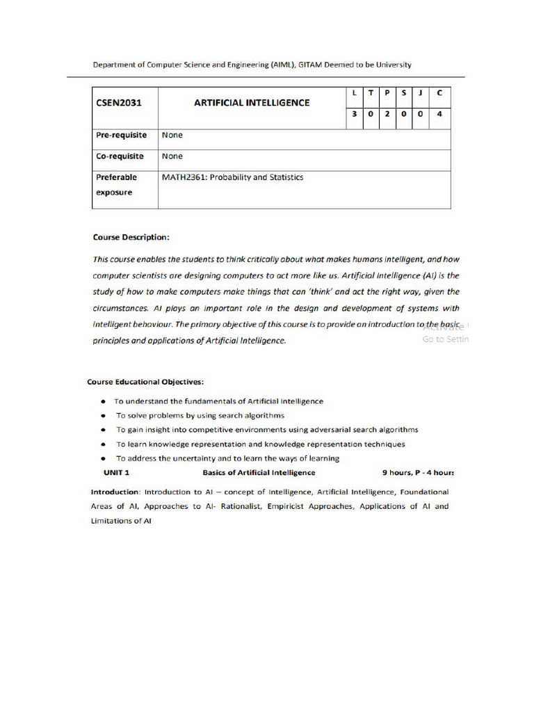 Master In Ai Syllabus Statement Examples