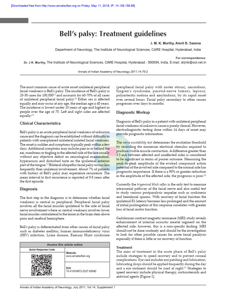 Bell’S Palsy Guidelines Pdf – Bell’S Palsy Treatment – FQTTY