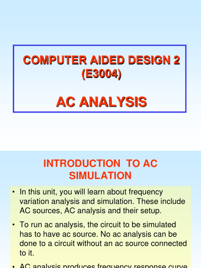 AC Analysis and Frequency Response Guide | PDF | Alternating Current ...