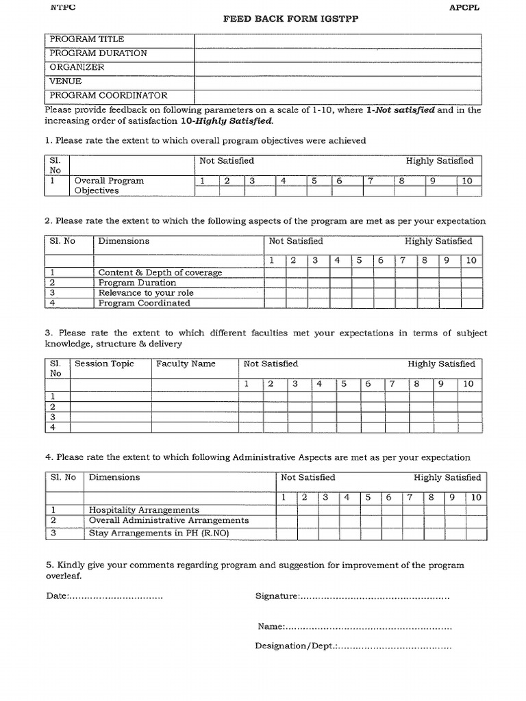 Feedback Form Training | PDF