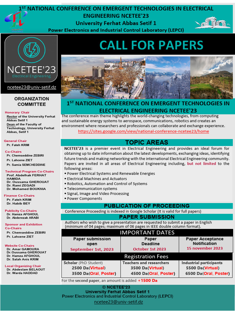 Call For Papers PDF Electrical Engineering Engineering