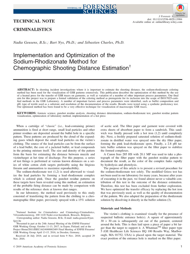 Optimizing Sodium Rhodizonate Method | PDF | Image Scanner | Applied ...