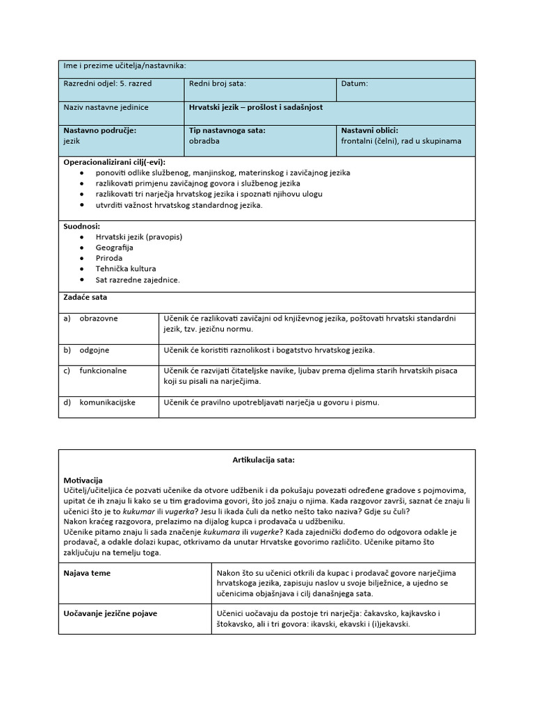 Hrvatski Jezik - Prošlost I Sadašnjost | PDF