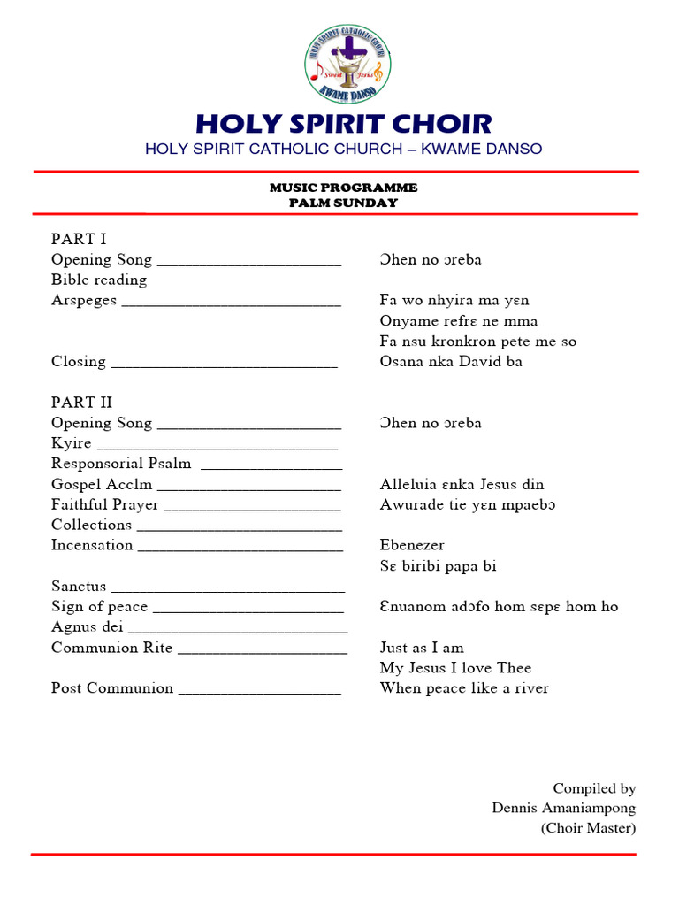Holy Spirit Choir Easter Music Program | PDF | Catholic Liturgy | Worship