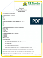 CP Math G7 ALGEBRAIC EXPRESSIONS Practice Worksheet