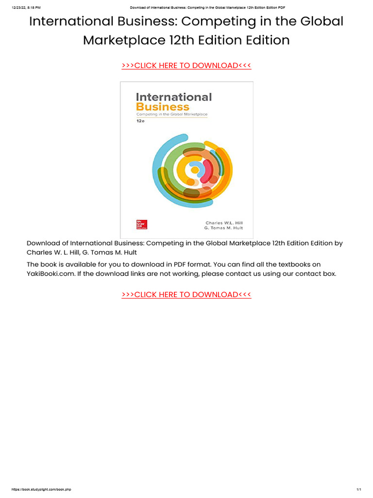 INTERNATIONAL BUSINESS COMPETING IN THE GLOBAL MARKETPLACE 9TH EDITION DOWNLOAD intelligence overview