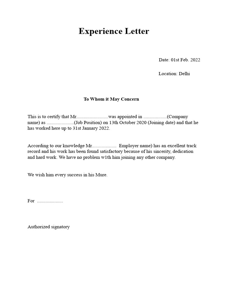 Experience Letter | PDF