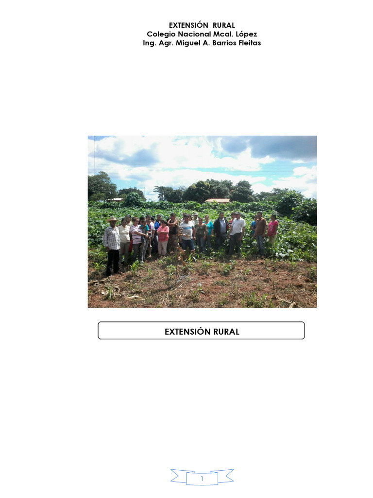 EXTENSIÓN RURAL MATERIAL DE APOYO | PDF | Agricultura | Enseñando