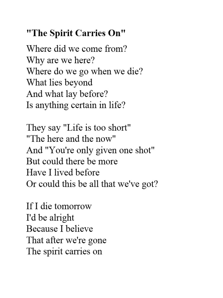 The Spirit Carries On PDF