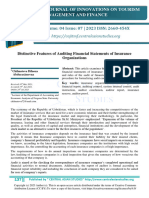 Distinctive Features of Auditing Financial Statements of Insurance Organizations