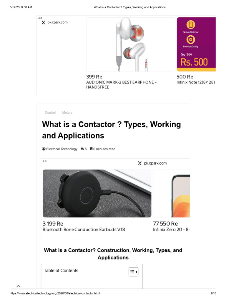 Types and Applications of Contactors | PDF | Relay | Inductor