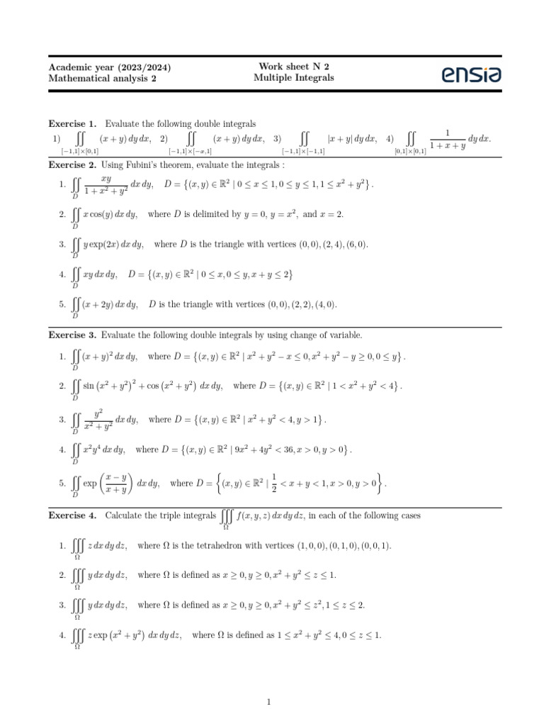 Multiple Integrals | PDF | Integral | Mathematical Objects