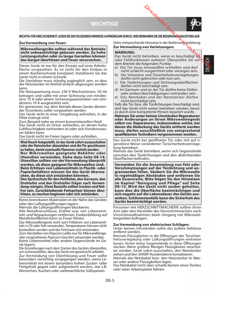 Bedienungsanleitung Sharp R-642 (Deutsch - 180 Seiten) | PDF