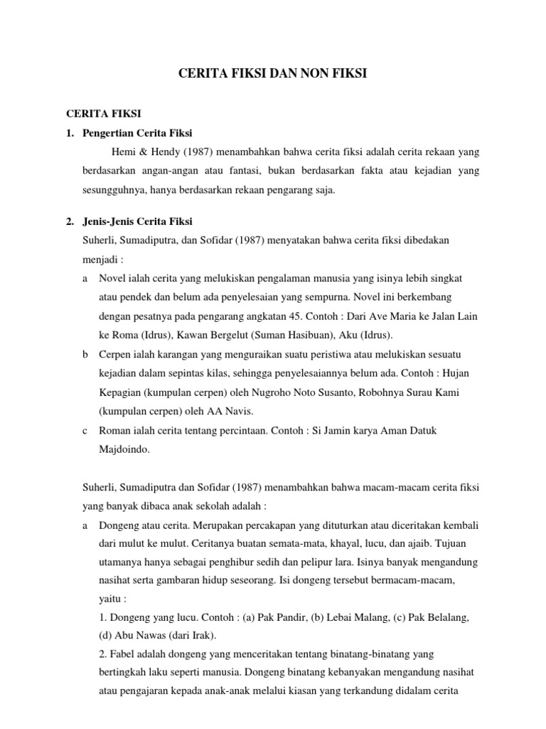 Cerita Fiksi Dan Non Fiksi Pdf