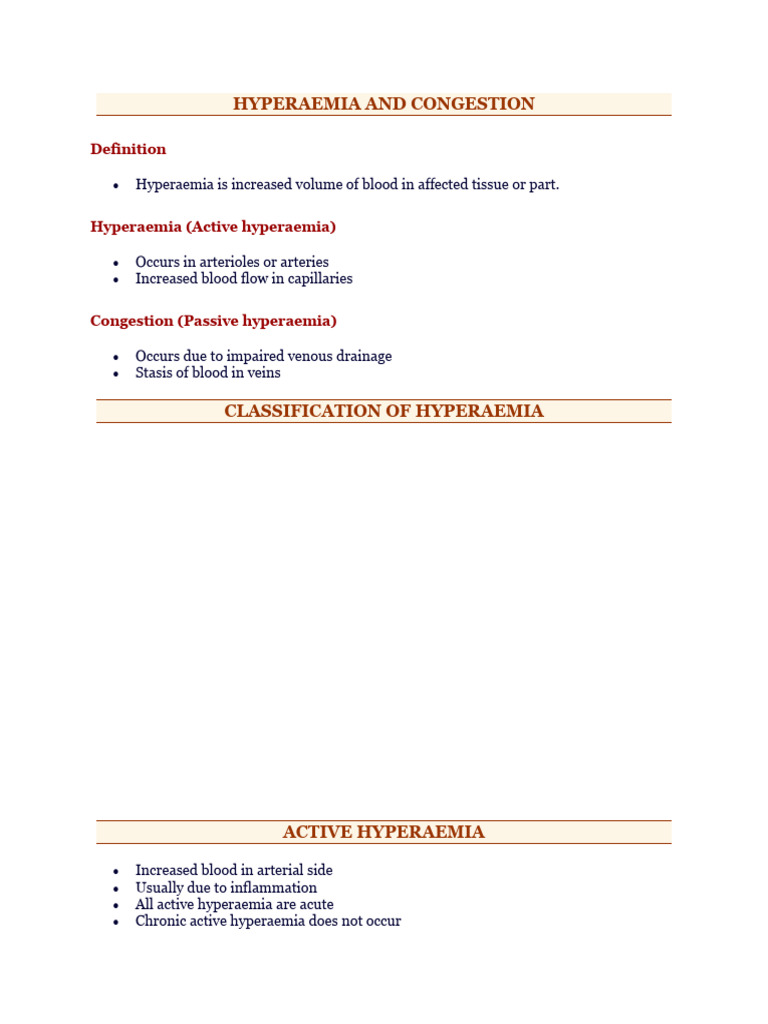Hyperemia vs Congestion Explained | PDF | Science & Mathematics