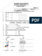 Class - 2 English Revision Worksheet - 3 (Eva-1)