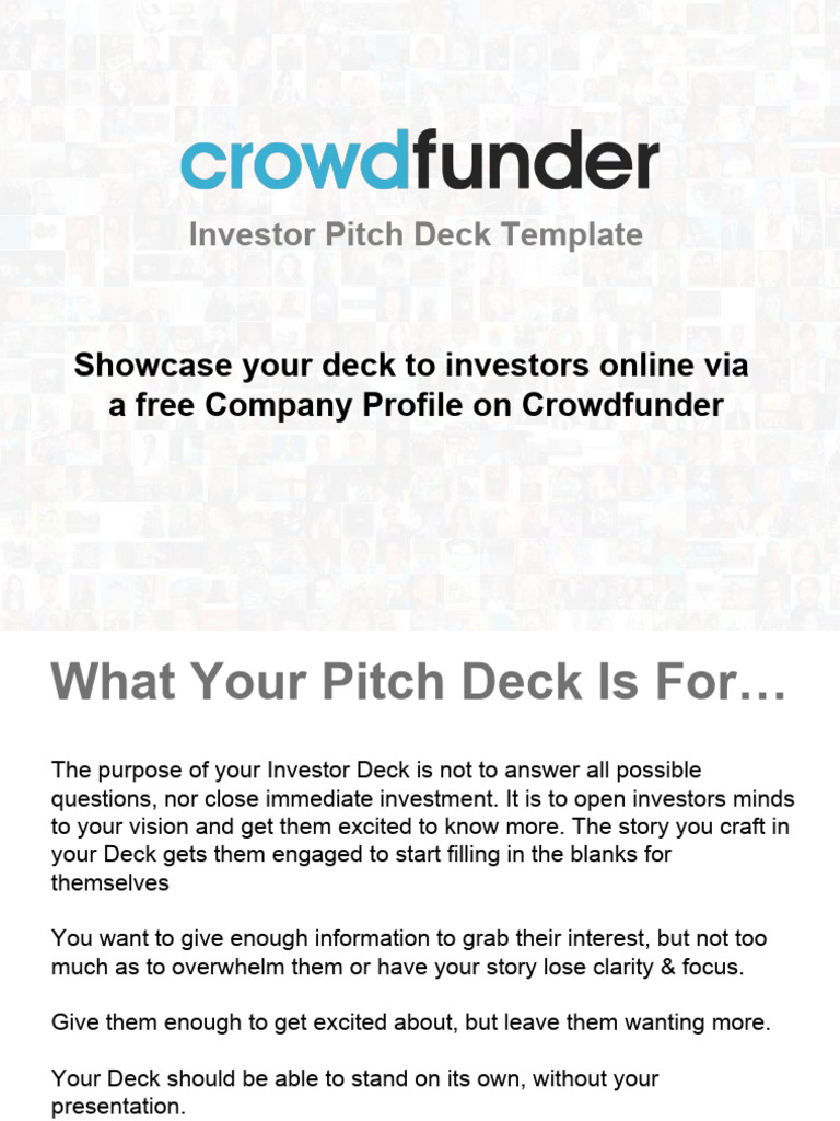 Investor Pitch Deck Guide | PDF | Private Sector | Investing