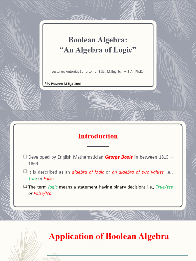 Lec 2 Boolean Algebra | PDF | Boolean Algebra | Teaching Mathematics