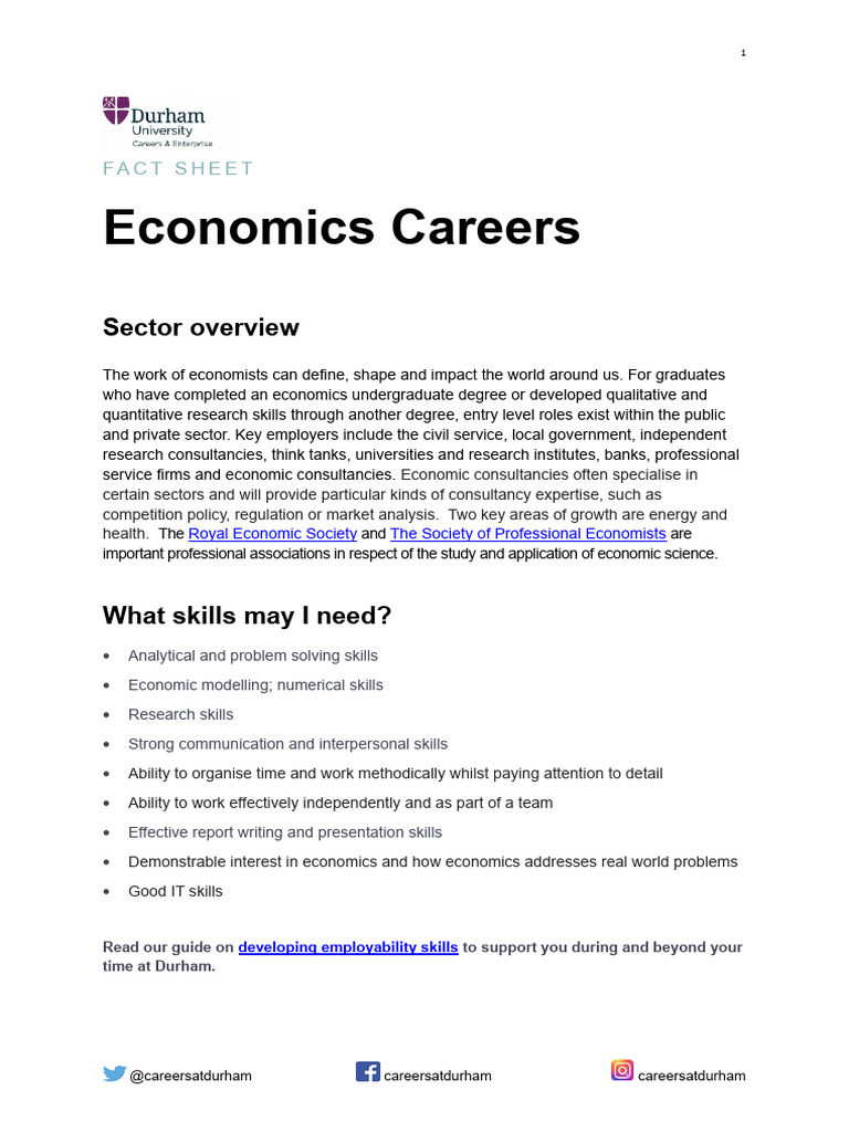 Economics Careers PDF Economics Internship
