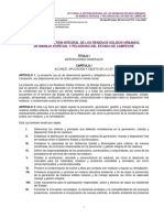 Ley para La Gestion Integral de Los Residuos Solidos Urbanos de Manejo Especial