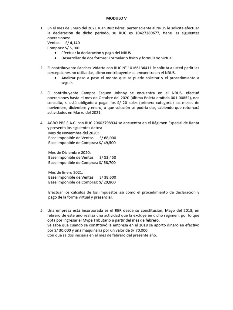 Declaraciones y Procedimientos NRUS y MYPE | PDF | Finanzas y dinero