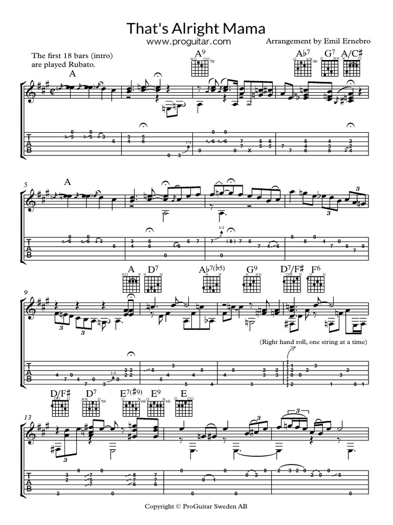 Proguitar thats alright mama pdf