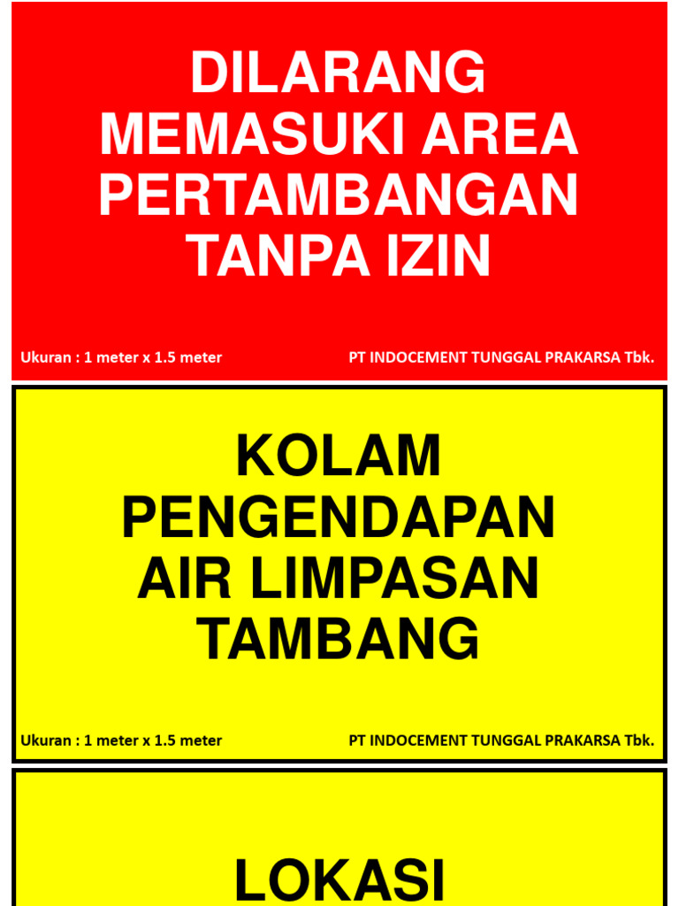 Larangan Masuk Area Pertambangan Indocement | PDF | Griya & Taman