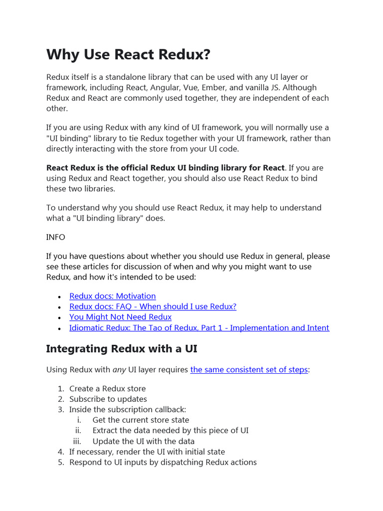 Why Use React Redux?: Integrating Redux With A UI | PDF | Library ...