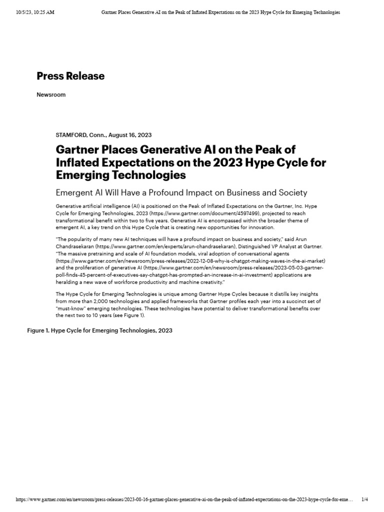 2.2 Gartner Places Generative AI On The Peak of Inflated Expectations ...