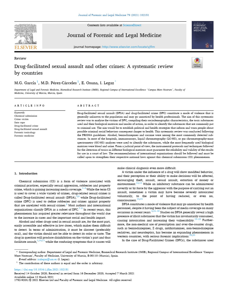 Drug-Facilitated Sexual Assault and Other Crimes | PDF | Mass ...