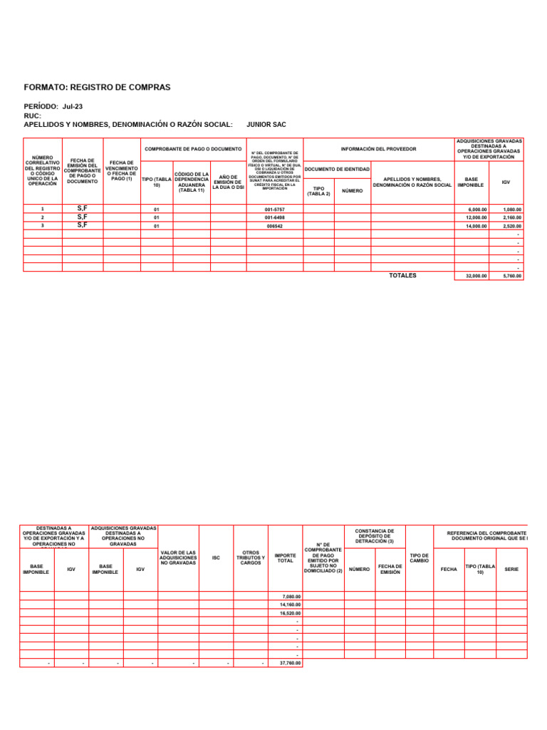 Registro de Compras y Ventas Junior SAC | PDF | Contabilidad | Depreciación