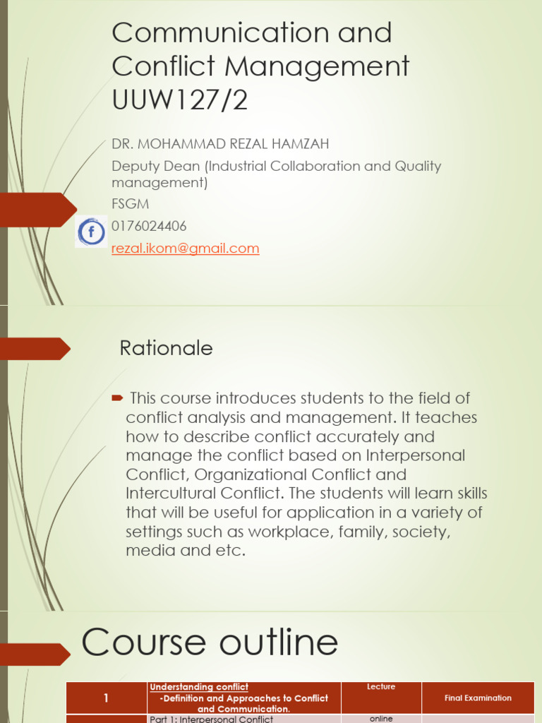 Conflict Management Course Overview | PDF | Interpersonal Communication ...
