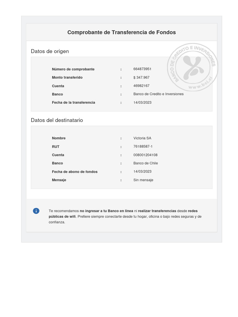 Comprobante de Transferencia Bancaria | PDF