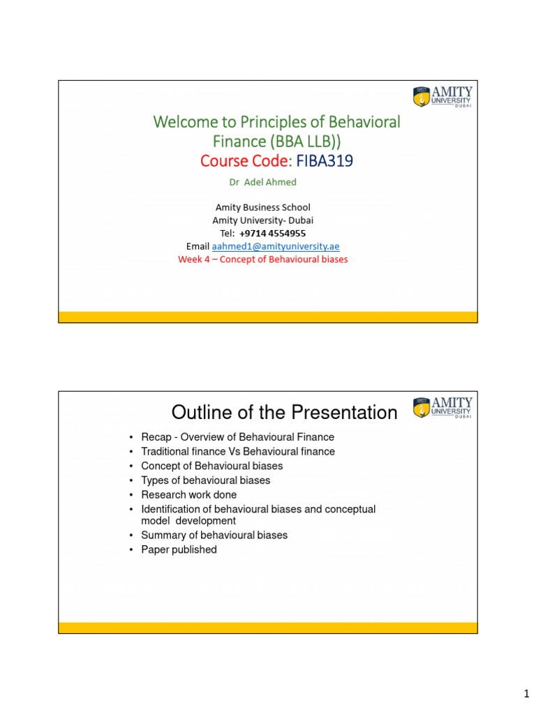 Week 4 Concept of Behavioural Biases | PDF | Investing | Behavioral ...