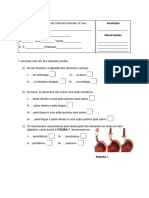 Ficha de Avaliação de Ciências Naturais - 6º Ano