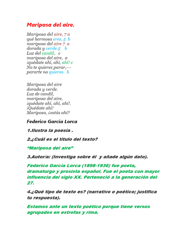 Poema Mariposa Del Aire | PDF