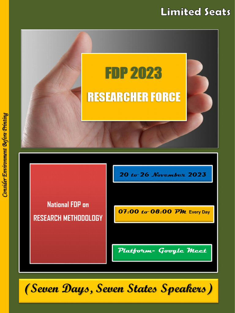Seven Days National FDP On Research Methodology | PDF | Pharmacy ...