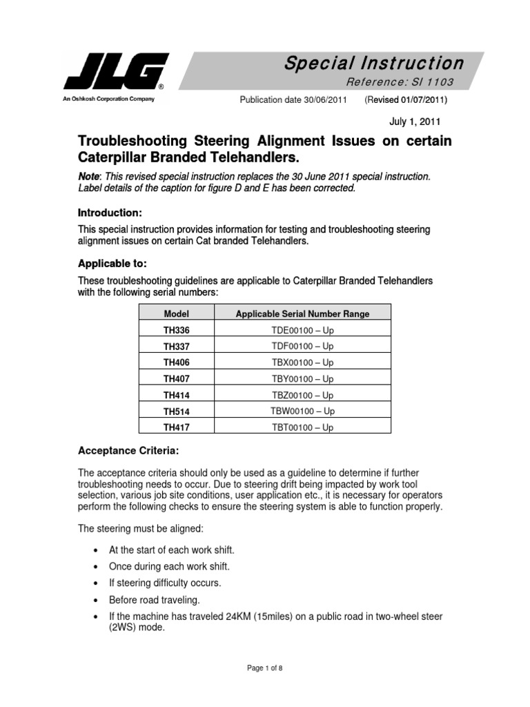 Telehandler Steering Fix Guide | PDF