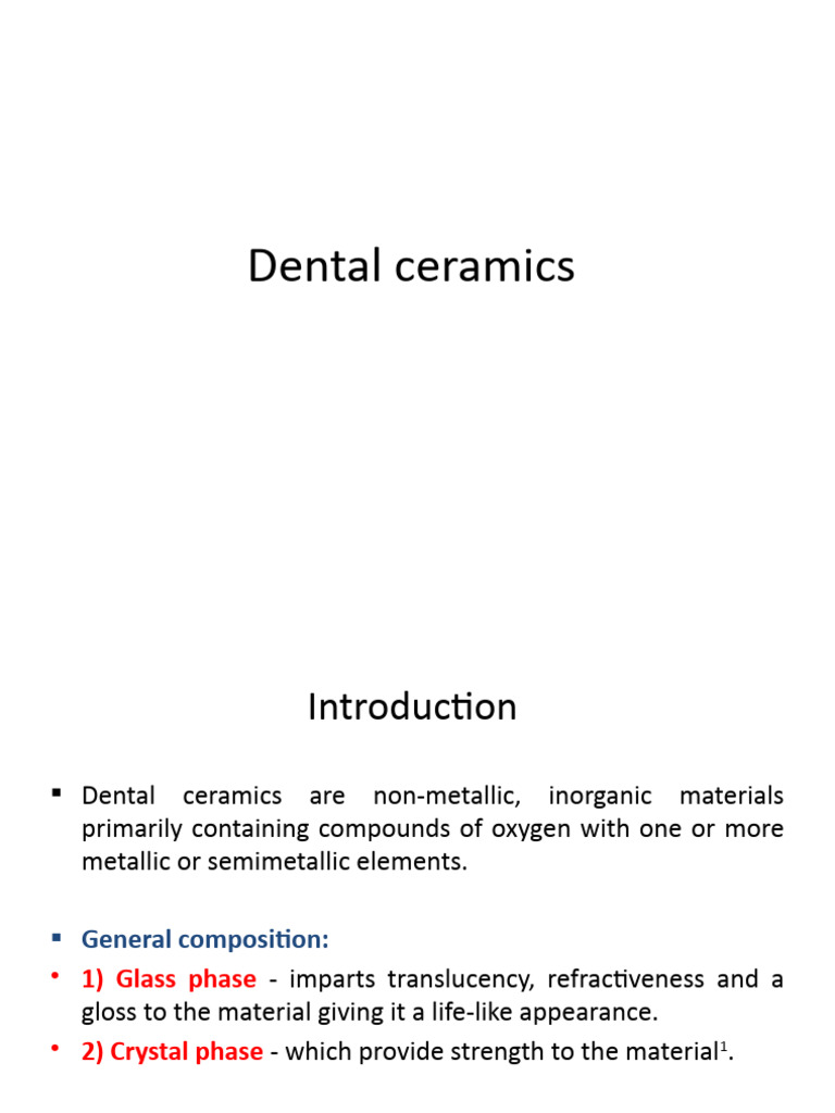 Classification and Strengthening of Dental Ceramics | PDF