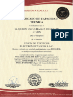 Cert. de Rigger de Grua de Brazo Articulado Sr. Quispe Uscuchagua Franklin Etson