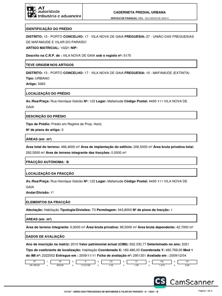 Caderneta Predial Urbana 131727 | PDF