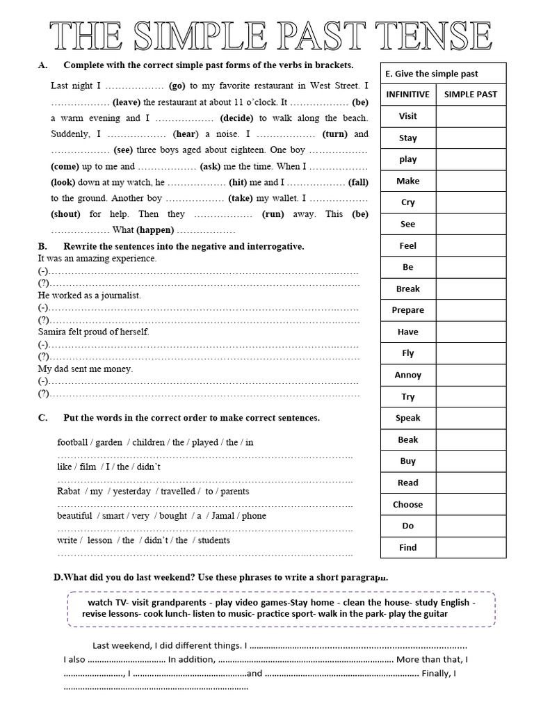 The Simple Past Exercises | PDF