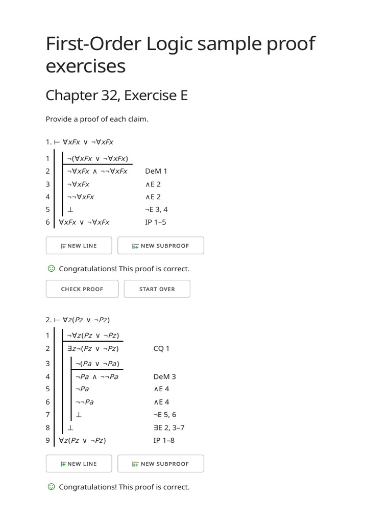 SOLUCIONES - First-Order Logic Sample Proof Exercises | PDF