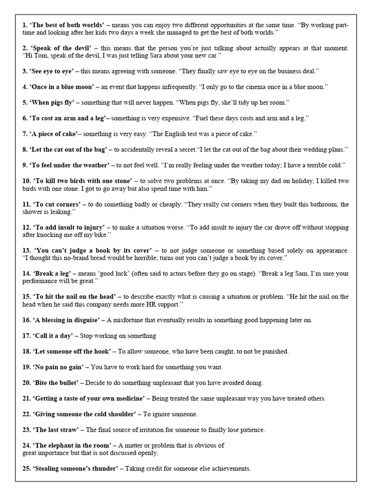 Idioms Proverbs Pdf