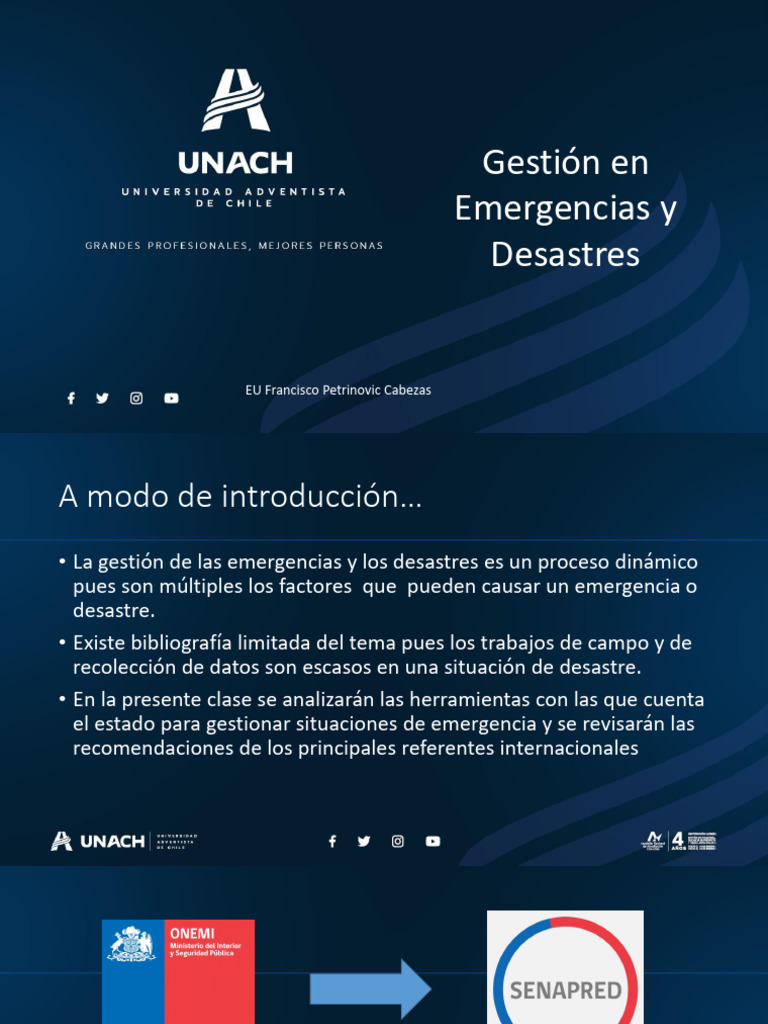 Clase 1 Gestión de Emergencias y Desastres | PDF | Ministerio ...