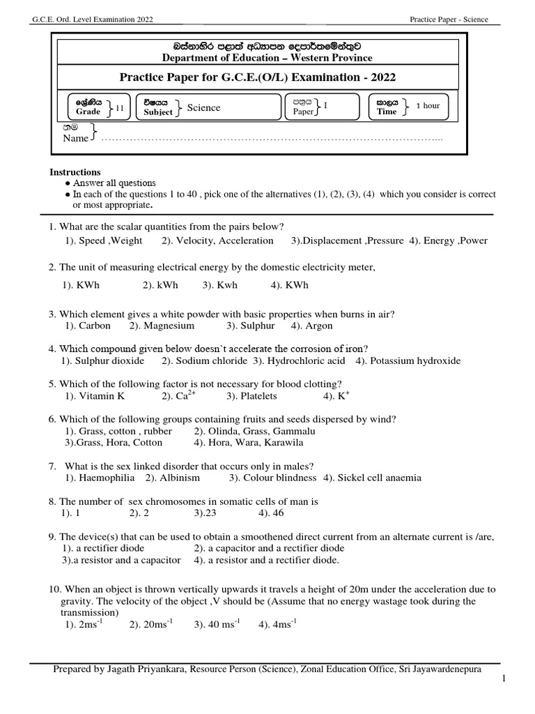LAB ASSISTANT HOME SCIENCE PAPER PDF 2022 visual data 8