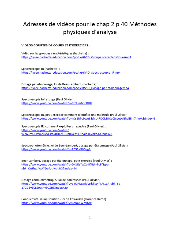 Méthodes d'analyse et exercices vidéo | PDF | Physique appliquée et ...