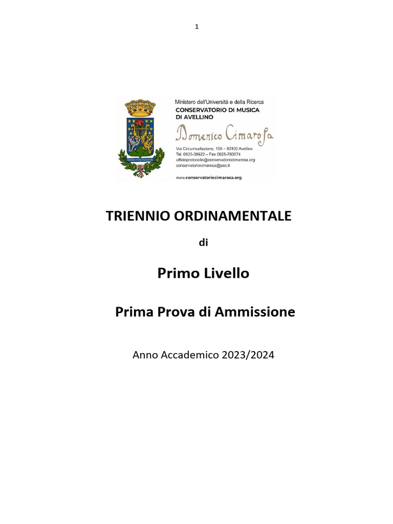 Prima Prova I Livello | PDF