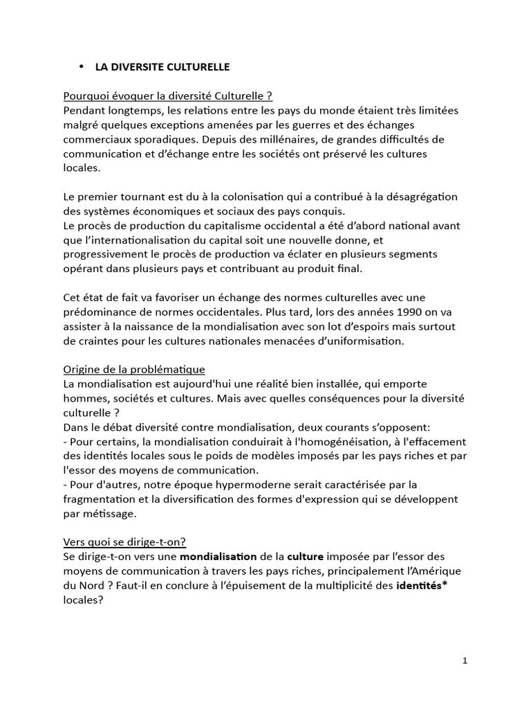 Impact de la Mondialisation sur la Culture | PDF | Politique
